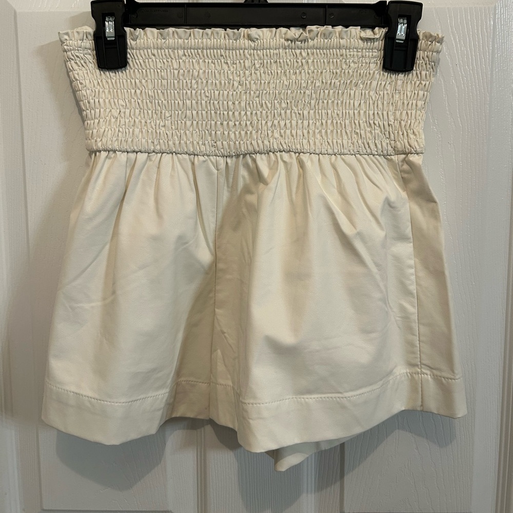 TCEC Cream Leather Shorts